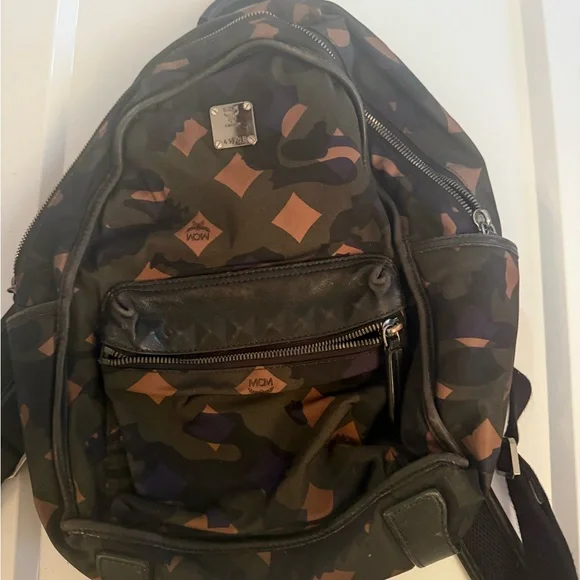 MCM Dieter Munich Lion Camo Nylon Backpack